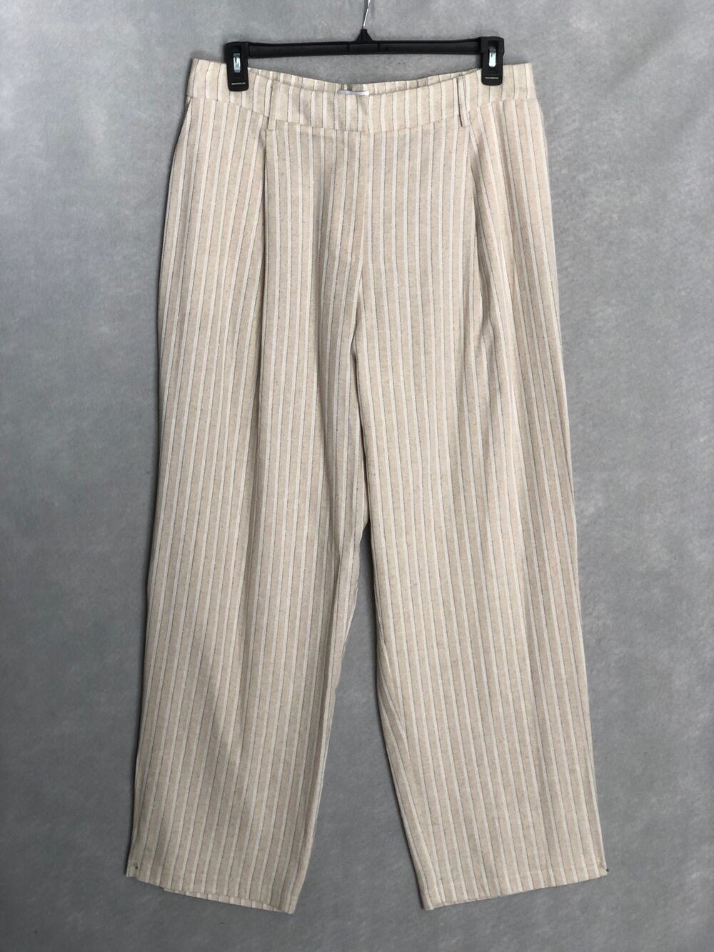 Lucyparis Leland Pinstripe Pants Wide-Leg Fit & Flare Cream Women's 1X NEW